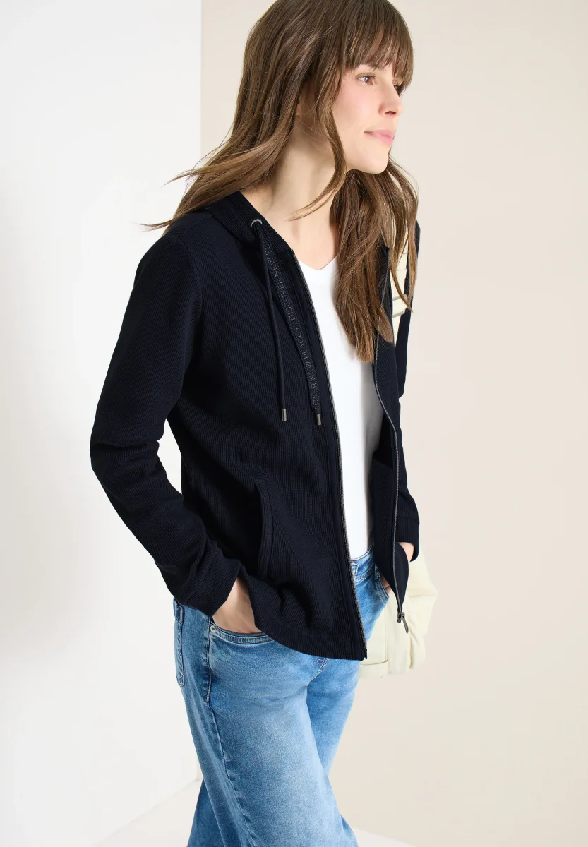 Langarm Jacke mit Kapuze und Taschen – Bild 4
